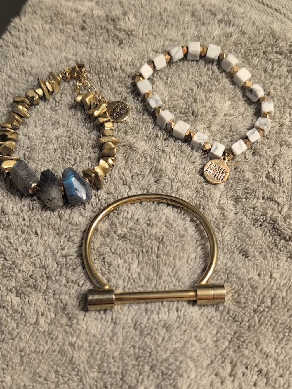 Kinsley Armelle Gold, White, Gray Stacked Bracelet Set